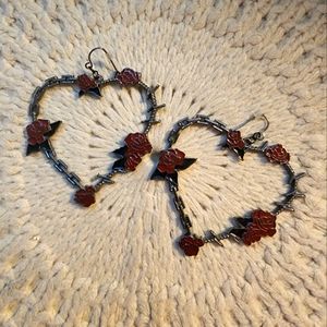 Rose Heart Hoop Earrings